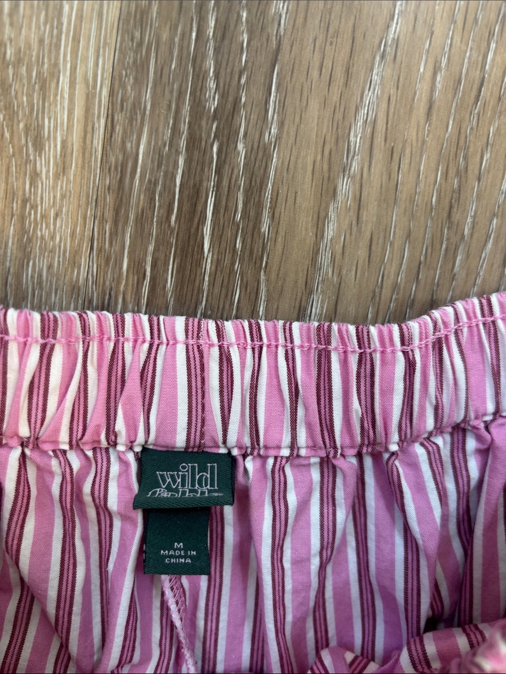 Women's Pink Striped Tie-Side Wide Leg Pants Sz Med boho bow baggy oversize Y2K - Picture 4 of 7